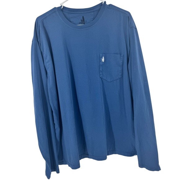 Johnnie-O Mens XL Blue Long Sleeve Graphic Pocket T-Shirt Surf Sunset Waves - Picture 5 of 10